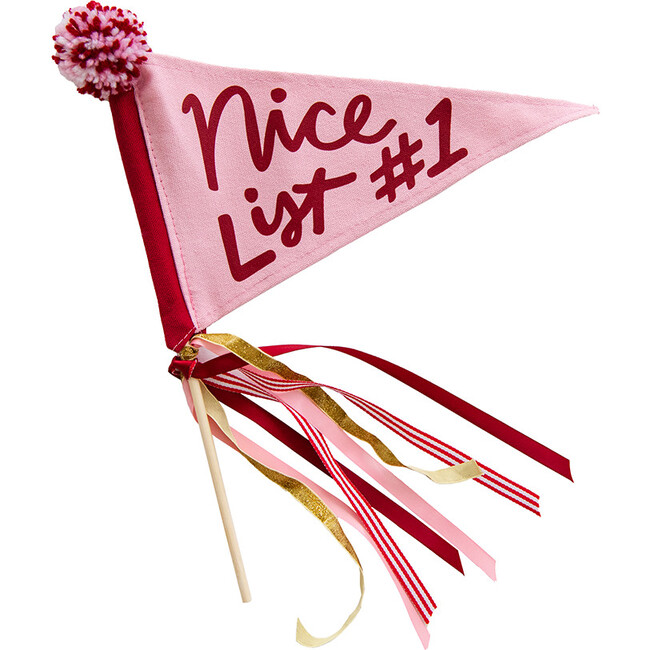 Nice List #1 Mini Pennant Flag, Pink