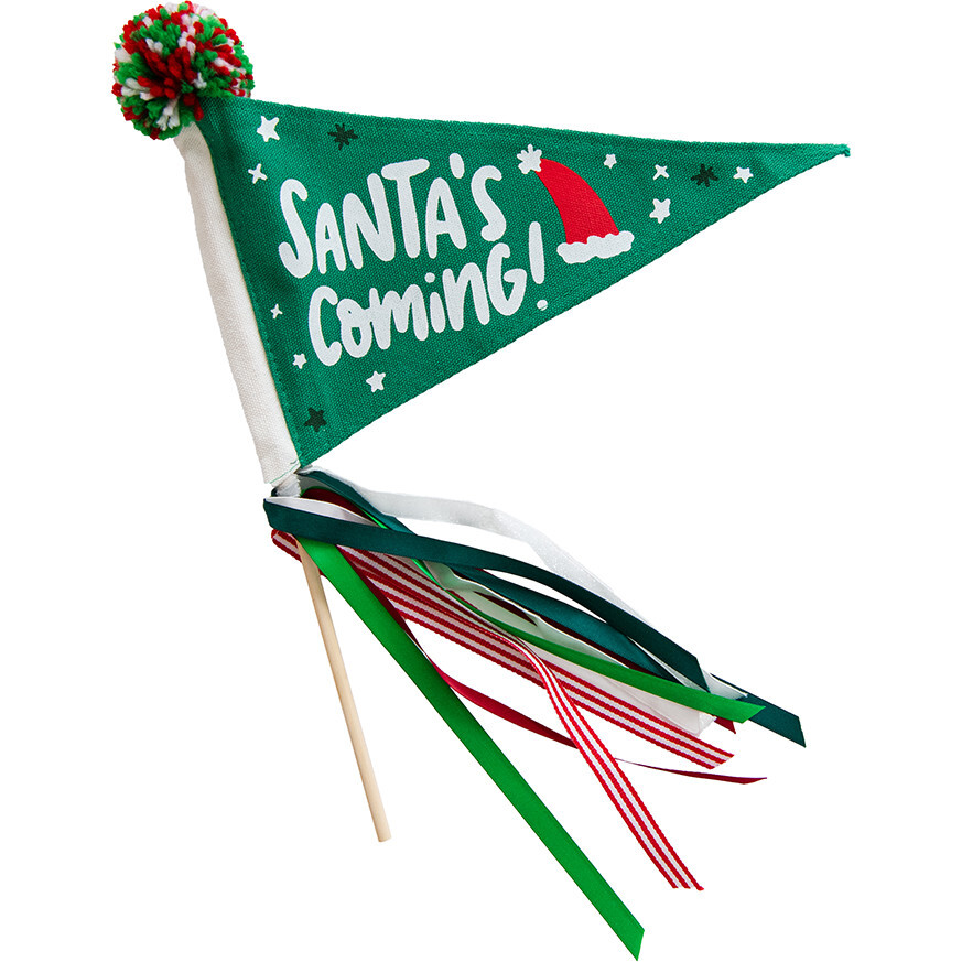 Santa's Coming Mini Pennant Flag, Green - Wall Décor - 1