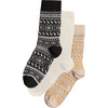 Snowflake Cashmere Gift Box, Camel, Ivory & Black (Pack Of 3) - Socks - 1 - thumbnail