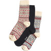 Snowflake Cashmere Gift Box, Red, Black & Ivory (Pack Of 3) - Socks - 1 - thumbnail