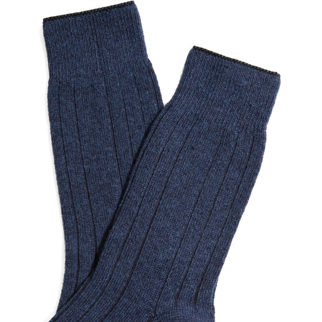 Women's Lux Cashmere Wool Crew Socks, Navy - Socks - 2