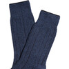 Women's Lux Cashmere Wool Crew Socks, Navy - Socks - 2