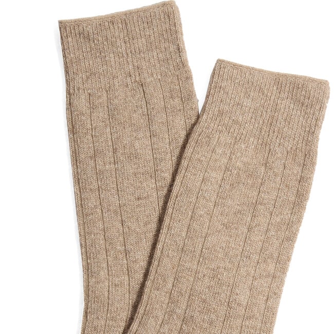 Women's Lux Cashmere Wool Crew Socks, Oat - Socks - 2