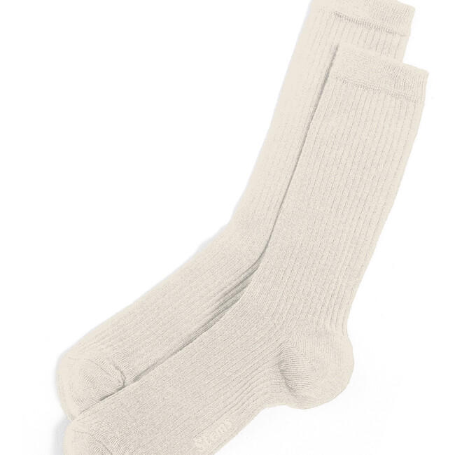 Women's Eco-Conscious Cashmere Socks, Ivory - Socks - 2