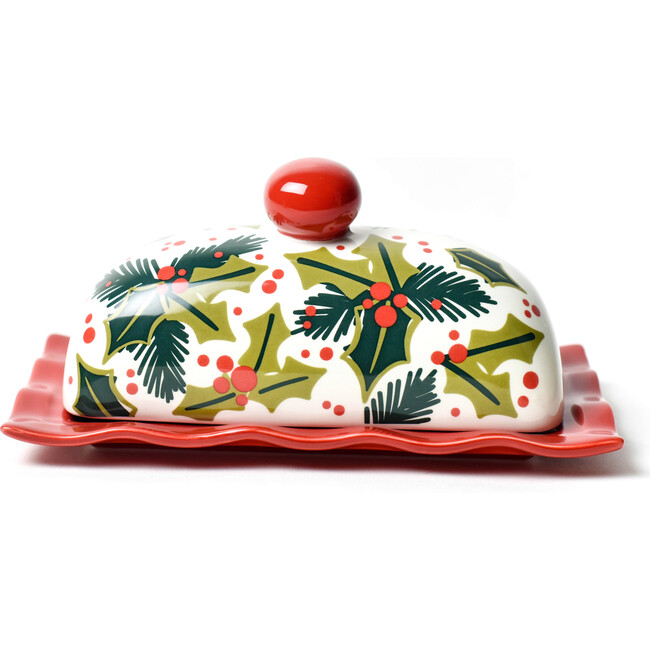 Balsam and Berry Holly Ruffle Domed Butter Dish
