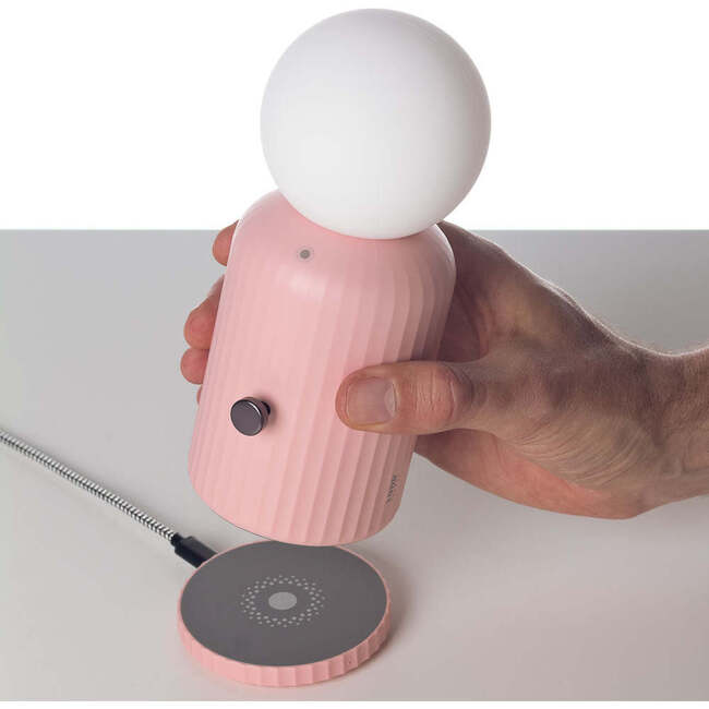 Wireless 8-Color Changing Lamp With Charger, Pink - Lighting - 3
