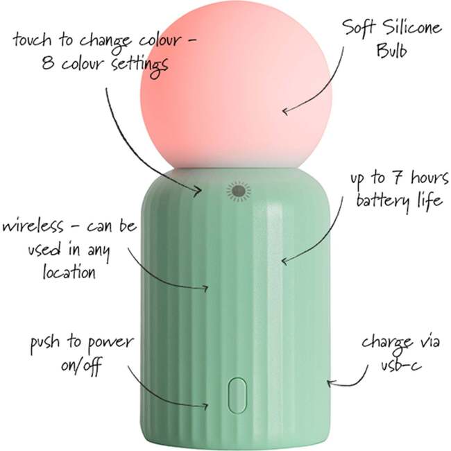 Wireless 8-Color Changing Mini Lamp, Mint - Lighting - 2