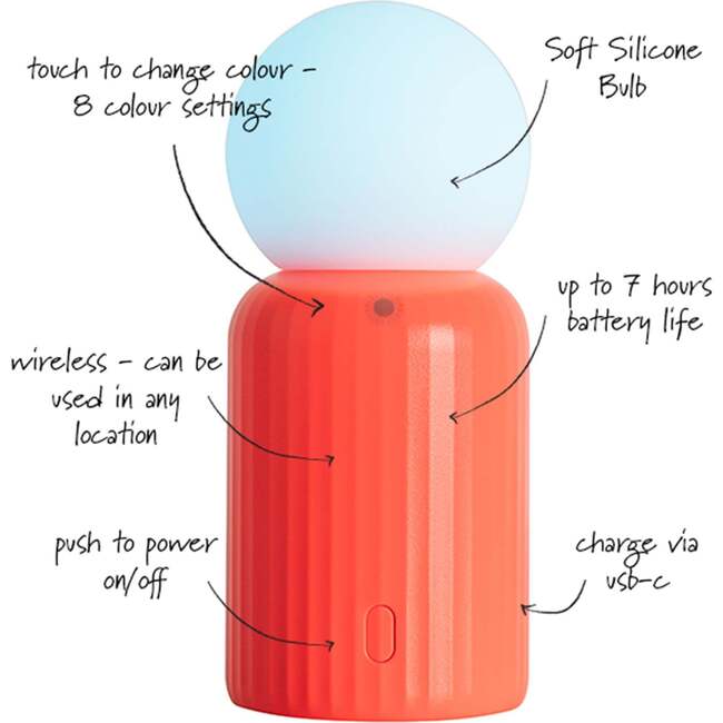 Wireless 8-Color Changing Mini Lamp, Coral - Lighting - 2