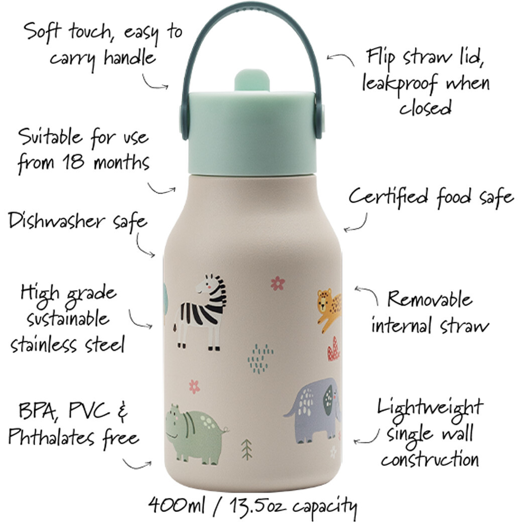 Little Lund Water Bottle 400ml Safari