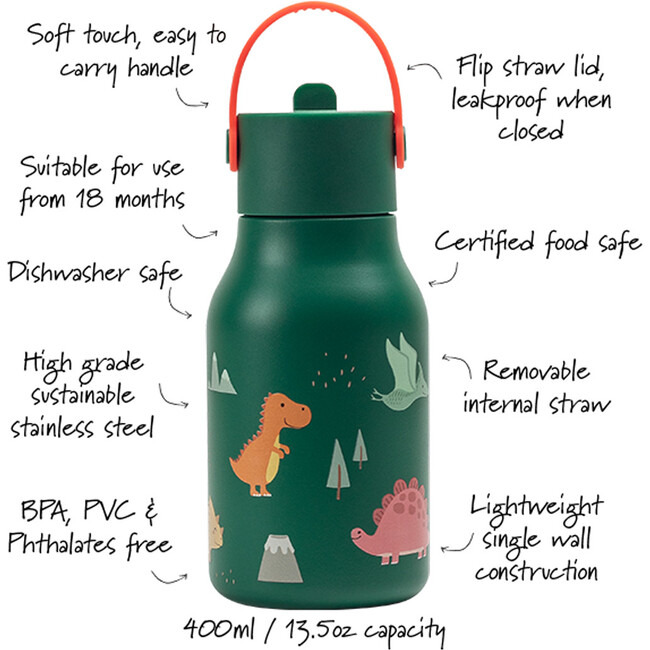 Little Lund Water Bottle, Dino - Water Bottles - 2