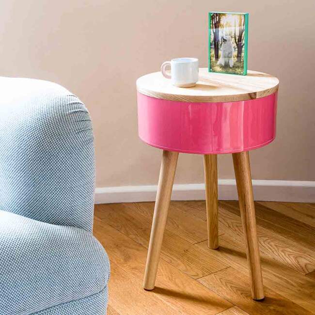 Jumbo Table With Storage Compartment, Pink - Accent Tables - 2