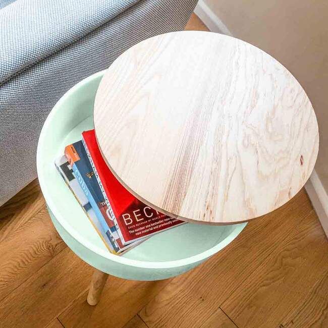 Jumbo Table With Storage Compartment, Mint - Accent Tables - 3