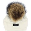 Knit Wool Faux Fur Pom Pom Hat, White - Hats - 2