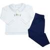 Mallard Embroidered Play Set, Toddler Boys, White with Navy - Mixed Apparel Set - 1 - thumbnail