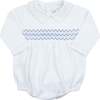 Kenny Smocked Bubble Romper, Boys, White - Rompers - 1 - thumbnail