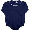 Long Sleeve Jersey Bubble Romper, Boys, Navy - Rompers - 1 - thumbnail