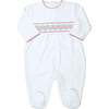 Christmas Smocked Pima Footie, White - Footie Pajamas - 1 - thumbnail