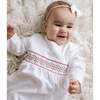 Christmas Smocked Bubble Romper, White - Rompers - 2