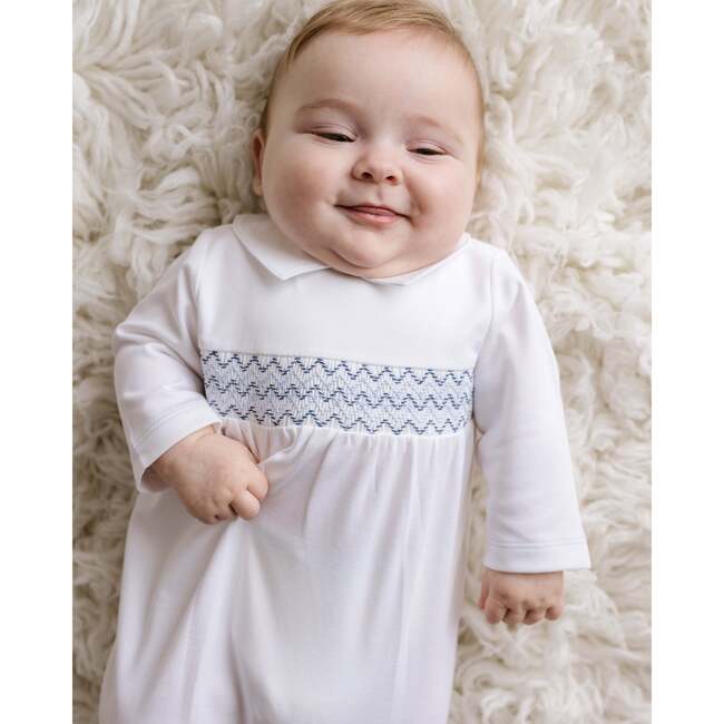 Kenny Smocked Pima Gown, Boys, White - Nightgowns - 3