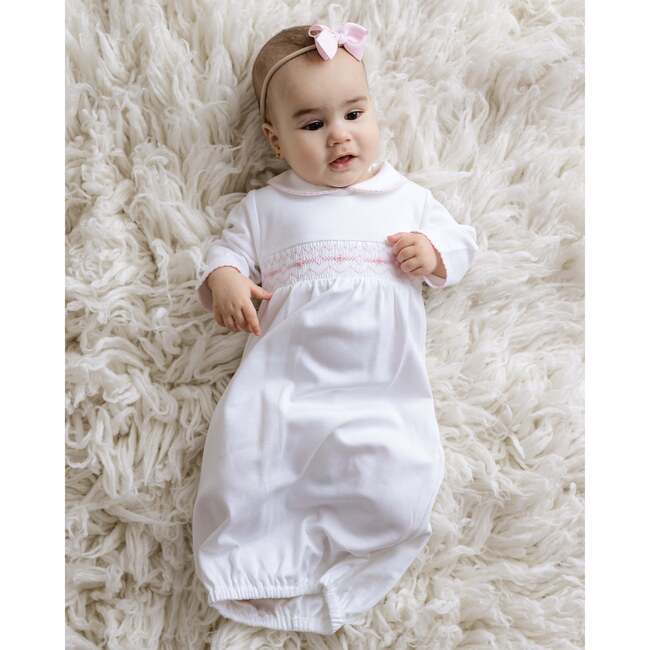 Maria Smocked Pima Gown, Girls, White - Nightgowns - 3