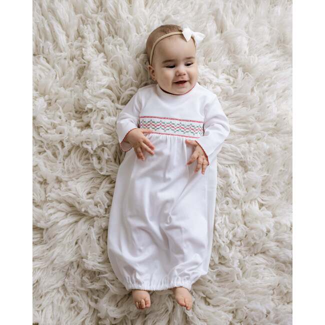 Christmas Smocked Pima Gown, White - Nightgowns - 3