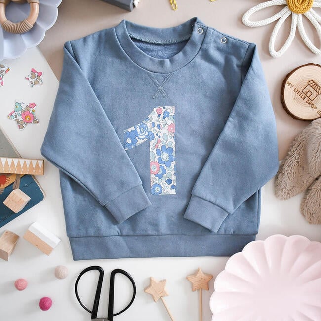 Liberty of London Children's Birthday Jumper, Blue - Sweatshirts - 3