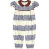 Blue Striped Microfloral Patty Romper - Rompers - 1 - thumbnail