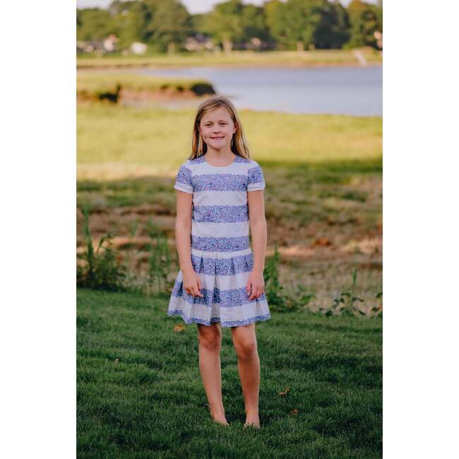 Blue Striped Microfloral Paula Dress - Dresses - 3