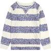 Blue Striped Microfloral Crewneck Sweatshirt - Sweatshirts - 1 - thumbnail