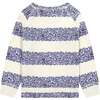 Blue Striped Microfloral Crewneck Sweatshirt - Sweatshirts - 2
