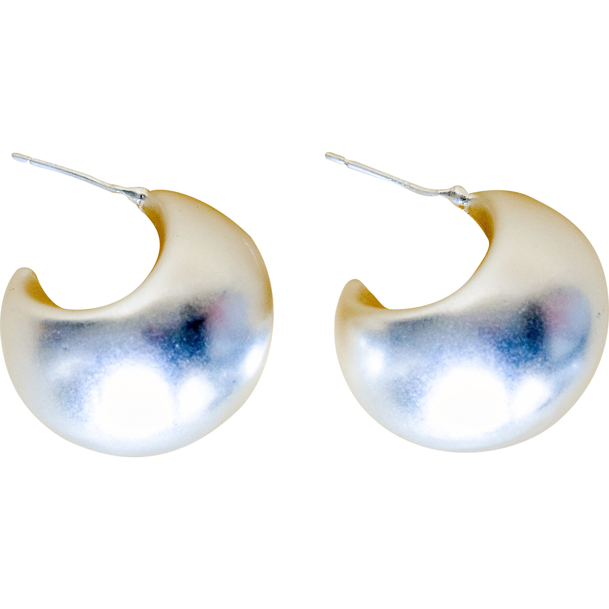 Justine Huggie Hoop Earring, Silver - Earrings - 1