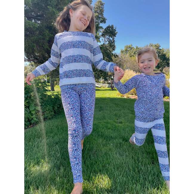Blue Microfloral Crewneck Sweatshirt - Sweatshirts - 3