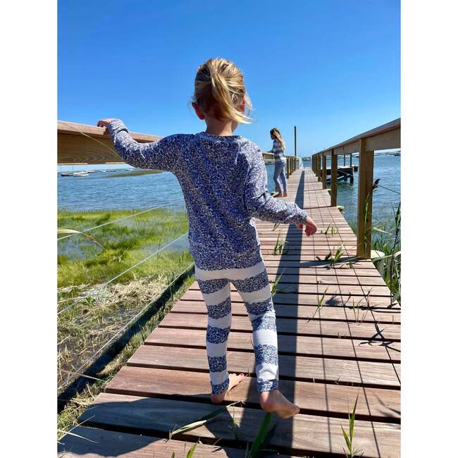 Blue Microfloral Crewneck Sweatshirt - Sweatshirts - 4
