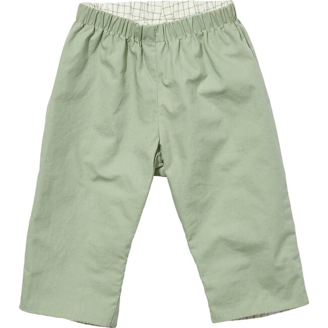 Reversible Baby Pant, Green Tattersall - Pants - 2