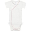 Crossbody Short Sleeve Onesie, Pink Piping - Onesies - 1 - thumbnail