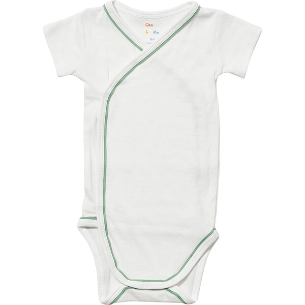 Crossbody Short Sleeve Onesie, Seafoam Piping - Oso & Me Rompers ...