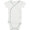 Crossbody Short Sleeve Onesie, Seafoam Piping - Onesies - 1 - thumbnail