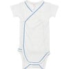 Crossbody Short Sleeve Onesie, Blue Piping - Onesies - 1 - thumbnail