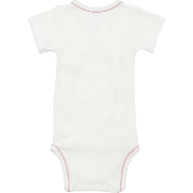 Crossbody Short Sleeve Onesie, Pink Piping - Onesies - 2