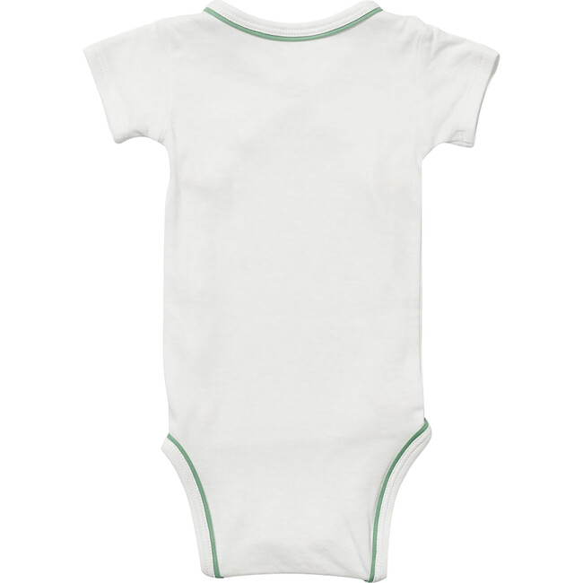 Crossbody Short Sleeve Onesie, Seafoam Piping - Onesies - 2