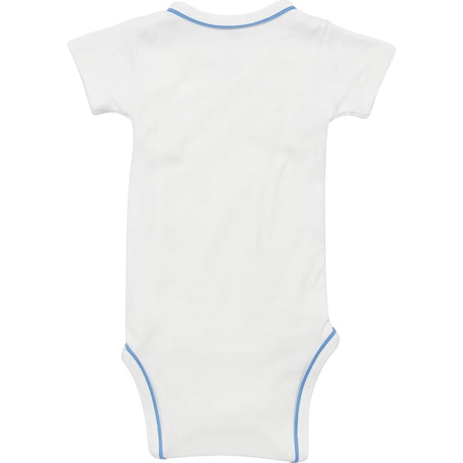 Crossbody Short Sleeve Onesie, Blue Piping - Onesies - 3