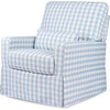 Maisonette x Namesake Crawford Pillowback Comfort Swivel Glider, Blue Gingham - Nursery Chairs - 1 - thumbnail