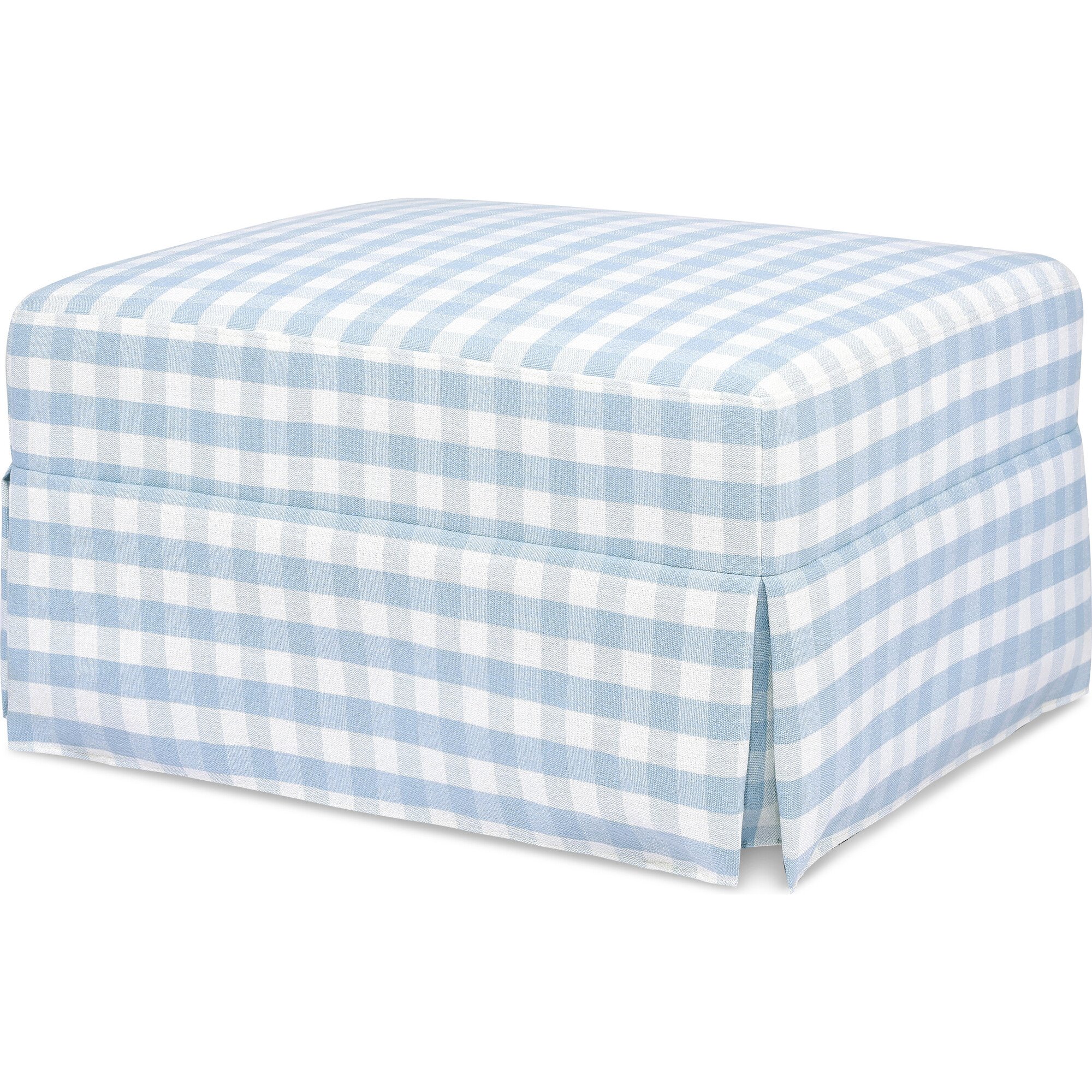Maisonette x Namesake Crawford Gliding Ottoman, Blue Gingham - Ottomans - 1