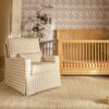 Crawford Pillowback Comfort Swivel Glider, Tan Gingham - Nursery Chairs - 2