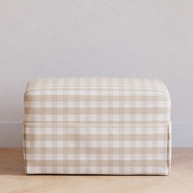 Crawford Gliding Ottoman, Tan Gingham - Ottomans - 3