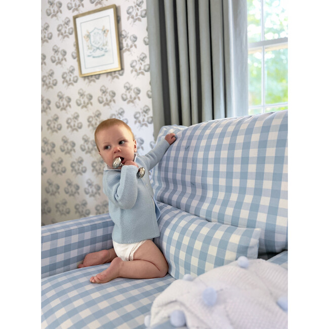 Maisonette x Namesake Crawford Pillowback Comfort Swivel Glider, Blue Gingham - Nursery Chairs - 3