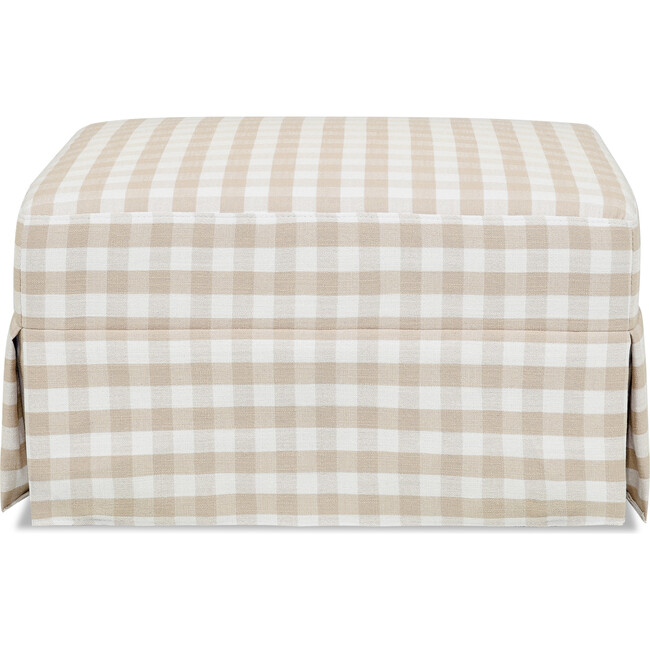 Crawford Gliding Ottoman, Tan Gingham - Ottomans - 4