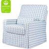 Maisonette x Namesake Crawford Pillowback Comfort Swivel Glider, Blue Gingham - Nursery Chairs - 4