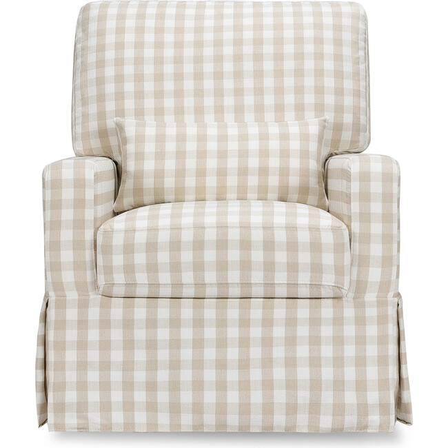 Crawford Pillowback Comfort Swivel Glider, Tan Gingham - Nursery Chairs - 5