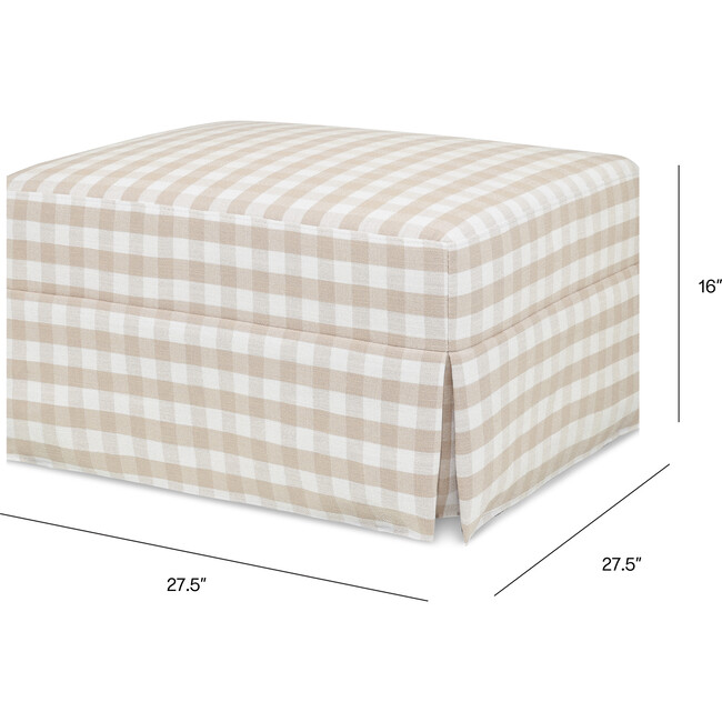 Crawford Gliding Ottoman, Tan Gingham - Ottomans - 6